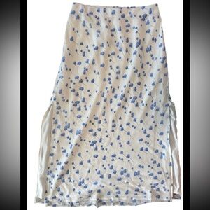 Calvin Klein XS Skirt White Floral Maxi Slit